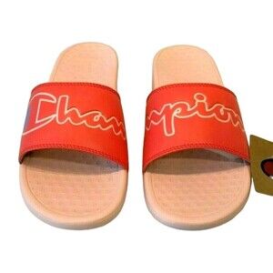 Champion Sandals  Women's Size 6  Super Slide Split Script  Groovy Papaya